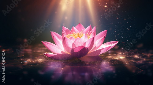 Beautiful pink water lily or lotus. Radiant flower-AI generated image