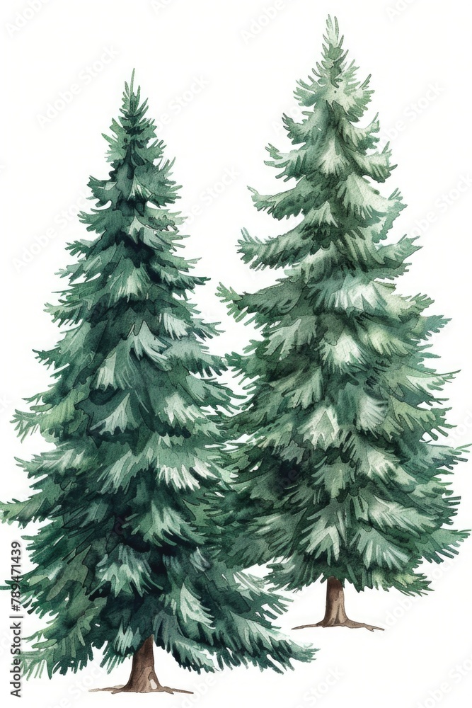 Obraz premium A couple of trees standing in the snow. Suitable for winter-themed designs