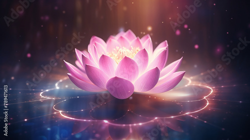 Beautiful pink water lily or lotus. Radiant flower-AI generated image