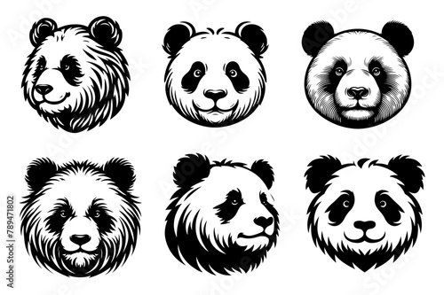 panda head silhouette vector illustration art isolated on transparent background - Generative AI photo