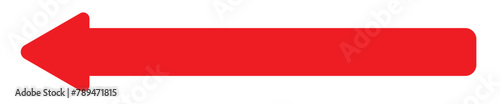 Long arrow vector icon. Red horizontal arrow. Straight long arrow, left thin line, black cursor, horizontal element, thick pointer vector icon isolated on white background.