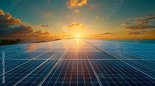 Solar Data Symphony at Dawn. Concept Landscape Photography, Early Morning Light, Solar Power, Natural Beauty, Energy Efficiency
