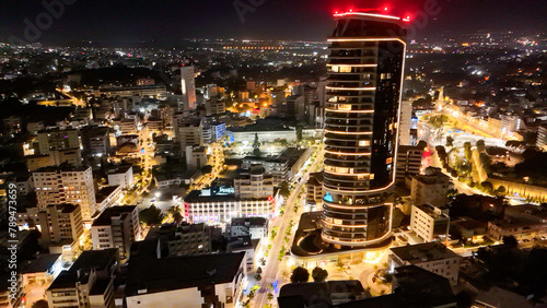 Картината върху платно aerial pictures made with a dji mini 4 pro drone over Nicosia by night, Cyprus