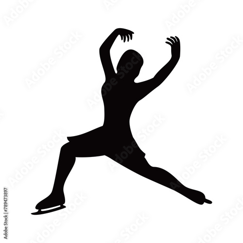 ice skater silhouette design. dance sport sign and symbol. © redranger