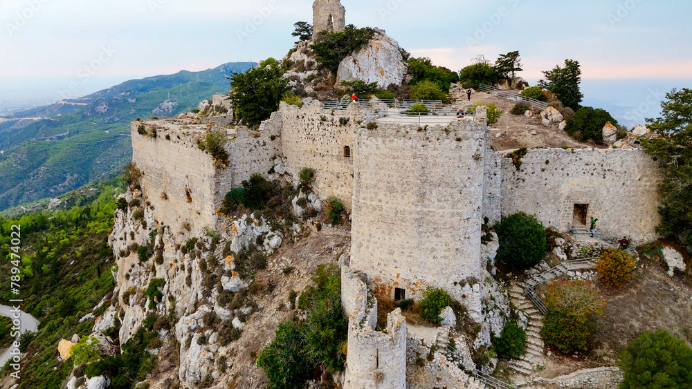 aerial pictures made with a dji mini 4 pro drone over Kantara Castle, Cyprus.