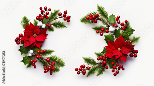 Christmas wreath border set apart on a background of only white