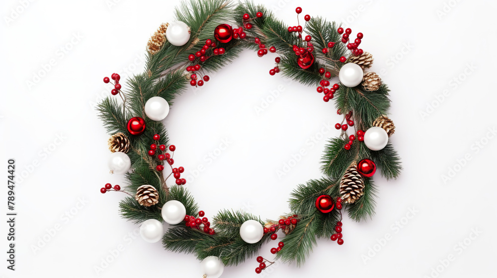 Christmas wreath border set apart on a background of only white Christmas wreath border set apart on a background of only white