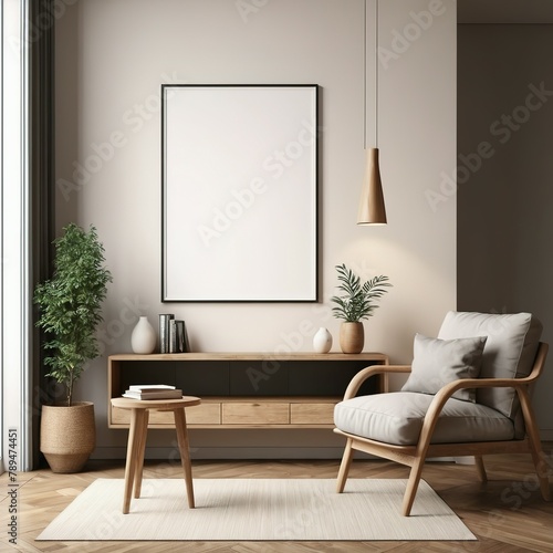 Contemporary Interior Design: Wall Poster Mockup in Modern Setting