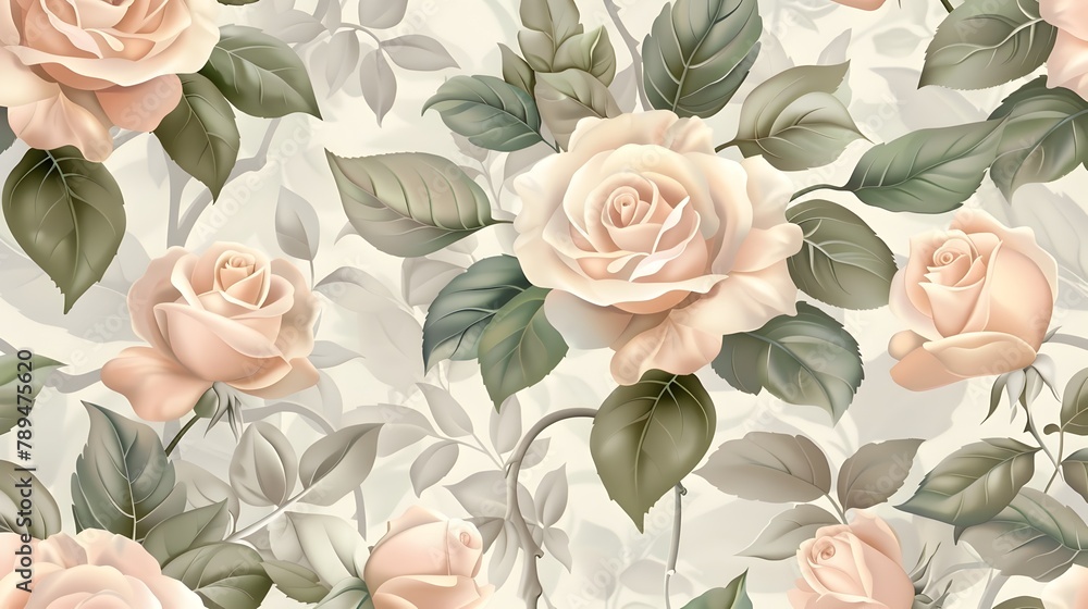 Victorian Rose Pastel Palette: A Seamless Pattern for Classic Decor Victorian Rose Pastel Palette: A Seamless Pattern for Classic Decor