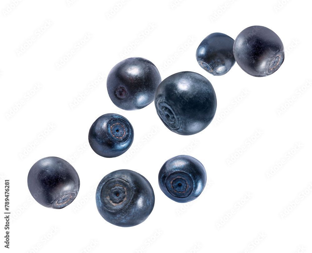 Fresh ripe bilberries flying on white background Fresh ripe bilberries flying on white background