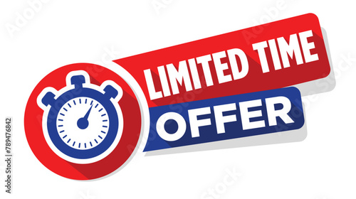 Limited time offer banner with stopwatch. Vector template on transparent background