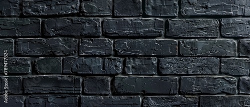 Dark grey background with a black brick wall