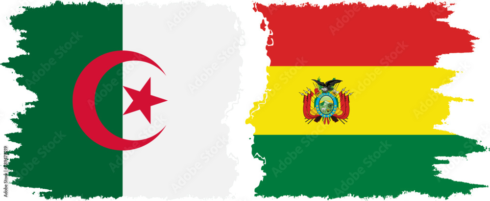 Bolivia and Algeria grunge flags connection vector Bolivia and Algeria grunge flags connection vector