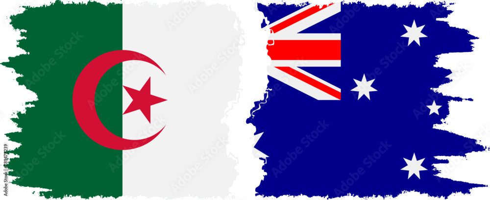 Australia and Algeria grunge flags connection vector Australia and Algeria grunge flags connection vector
