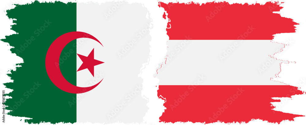 Austria and Algeria grunge flags connection vector Austria and Algeria grunge flags connection vector