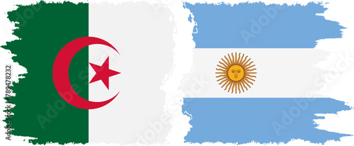 Argentina and Algeria grunge flags connection vector