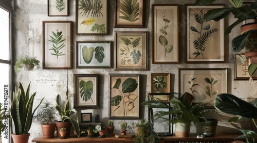 Eclectic Botanical Gallery Wall Decor with Plant Leaves