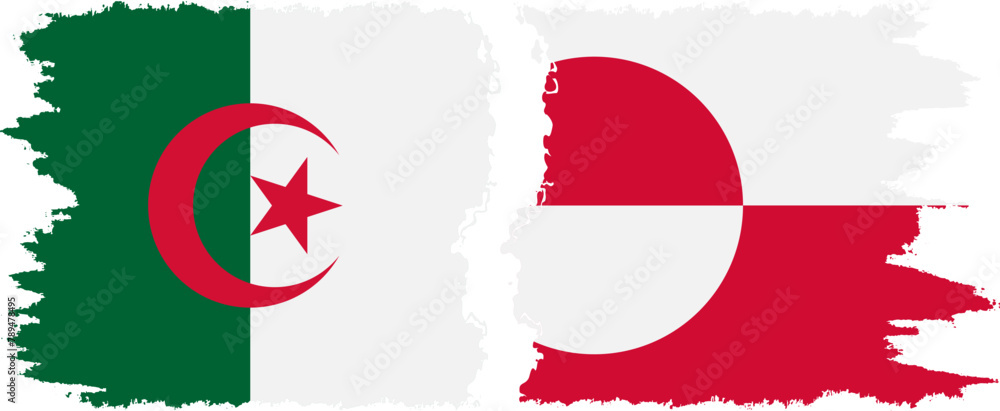 Greenland and Algeria grunge flags connection vector Greenland and Algeria grunge flags connection vector