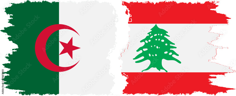 Lebanon and Algeria grunge flags connection vector Lebanon and Algeria grunge flags connection vector