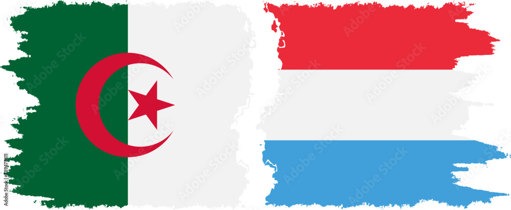 Luxembourg and Algeria grunge flags connection vector Luxembourg and Algeria grunge flags connection vector