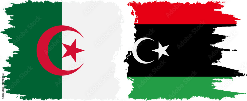 Libya and Algeria grunge flags connection vector Libya and Algeria grunge flags connection vector