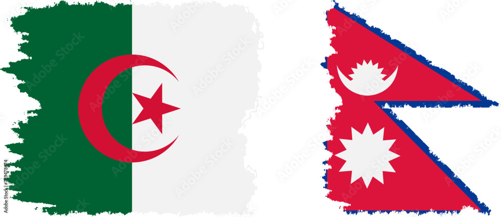 Nepal and Algeria grunge flags connection vector Nepal and Algeria grunge flags connection vector