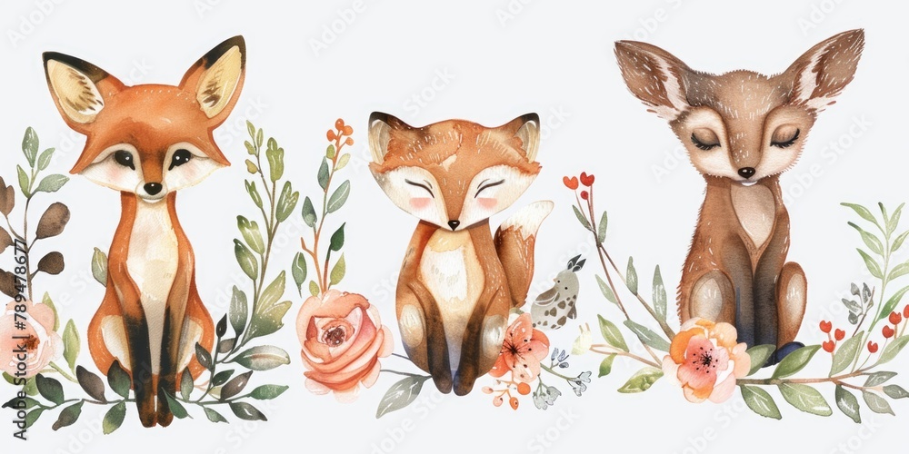 Obraz premium A group of various animals sitting next to each other. Suitable for educational materials or animal-themed designs