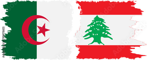 Lebanon and Algeria grunge flags connection vector