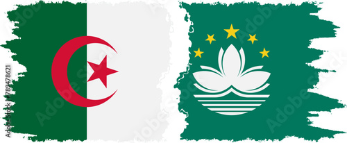 Macau and Algeria grunge flags connection vector