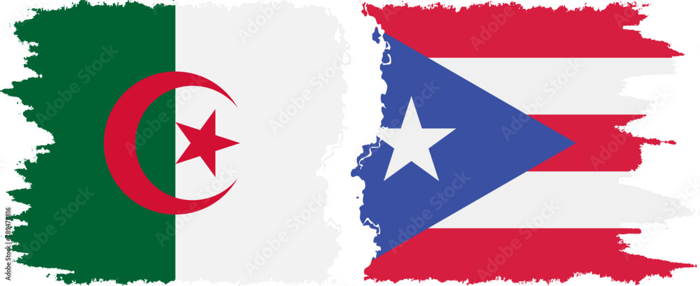 Puerto Rico and Algeria grunge flags connection vector Puerto Rico and Algeria grunge flags connection vector