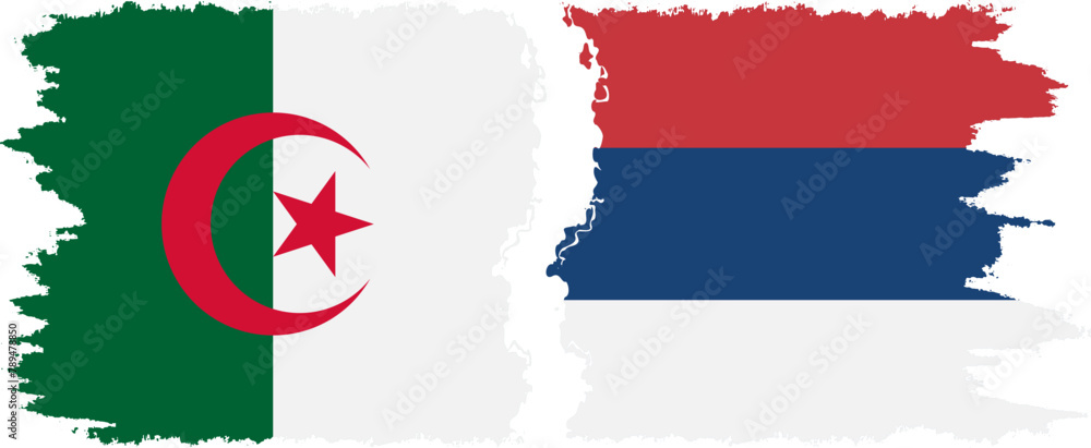 Serbia and Algeria grunge flags connection vector Serbia and Algeria grunge flags connection vector