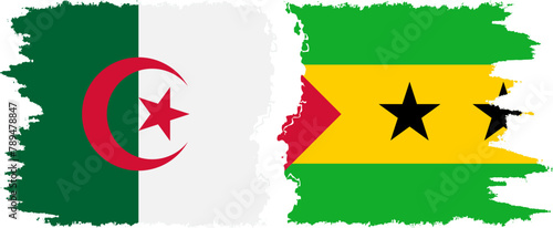 Sao Tome and Principe and Algeria grunge flags connection vector