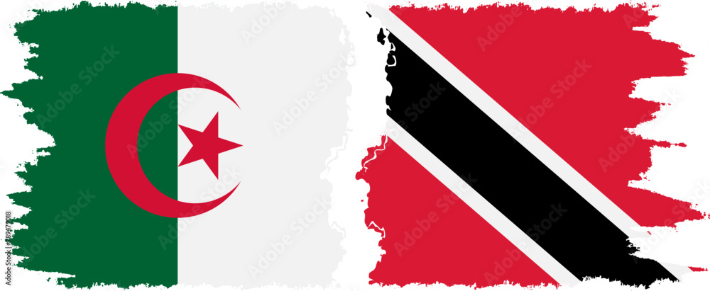 Trinidad and Tobago and Algeria grunge flags connection vector Trinidad and Tobago and Algeria grunge flags connection vector
