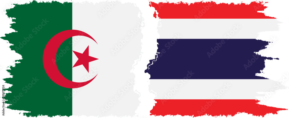 Thailand and Algeria grunge flags connection vector Thailand and Algeria grunge flags connection vector