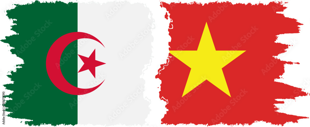 Vietnam and Algeria grunge flags connection vector Vietnam and Algeria grunge flags connection vector