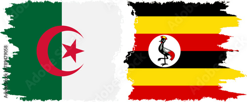 Free Download Uganda and Algeria grunge flags connection vector - GFXLoad