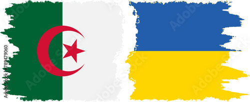 Ukraine and Algeria grunge flags connection vector