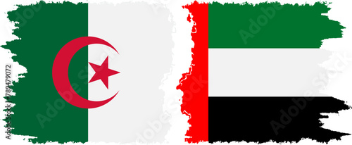 United Arab Emirates and Algeria grunge flags connection vector