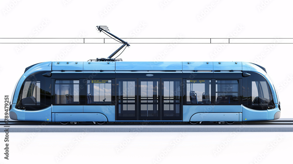 beautiful new, tram, for public transportation, isolated on a clear white background