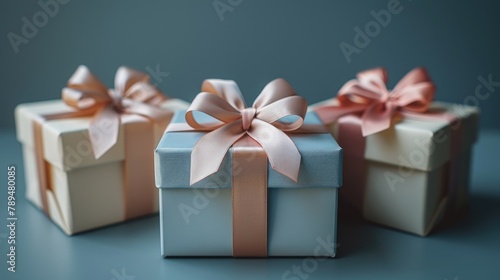 A minimalist birthday gift box with a simple bow and a personalized tag, 4k, ultra hd