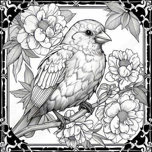 adult complex bird coloring pages colored, colored background,generative ai