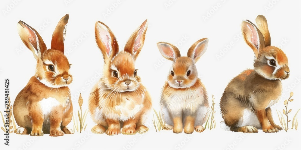 Three rabbits sitting next to each other. Suitable for various animal-themed designs