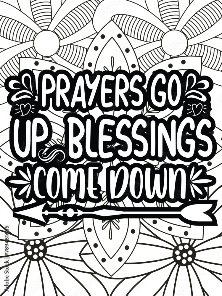 Religious quotes Coloring Book Pages Religious quotes for  Relaxation and Stress Relief on Flowers Patterns
