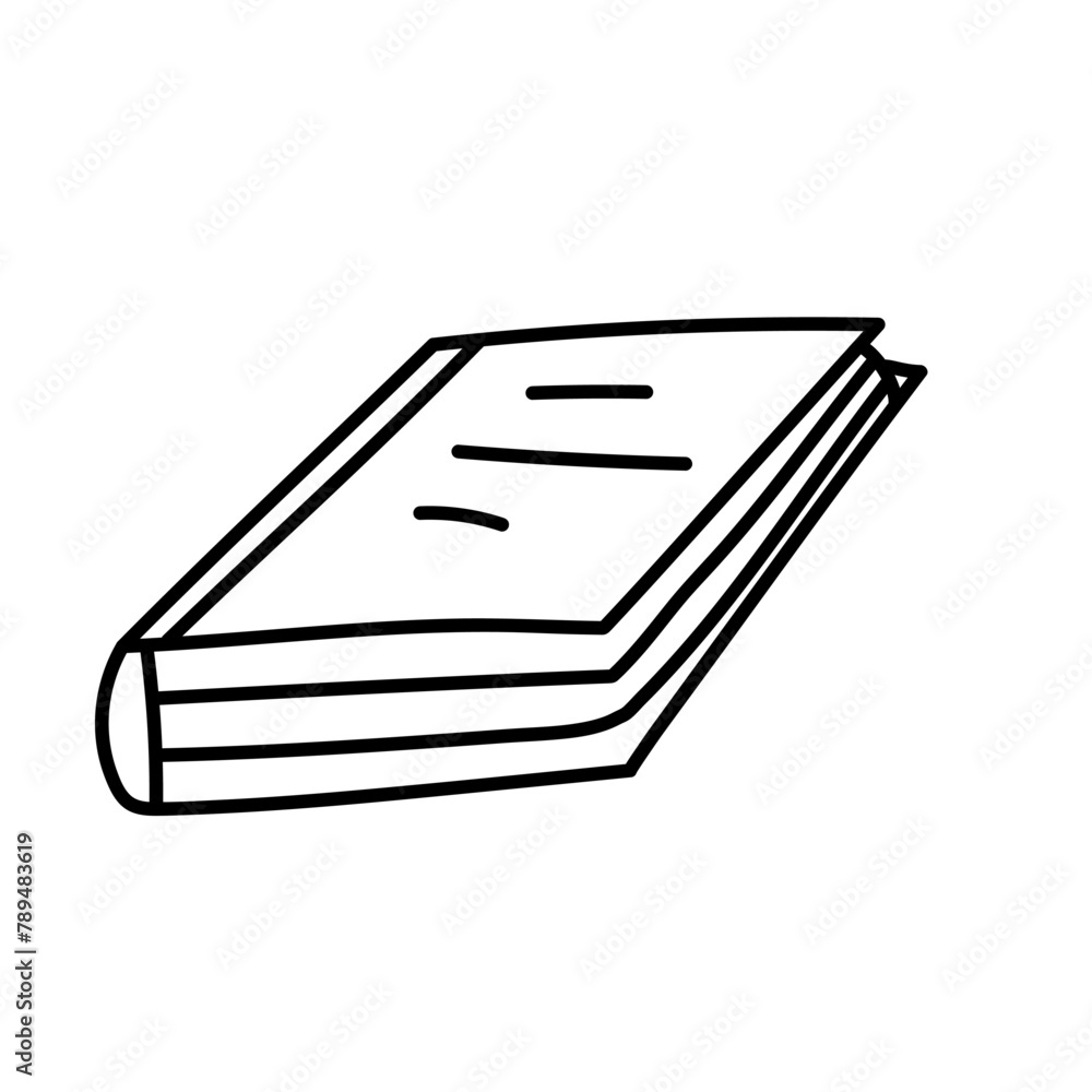 Book in doodle style. Isolated on white background Book in doodle style. Isolated on white background