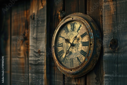 Wooden building with a clock, suitable for various concepts
