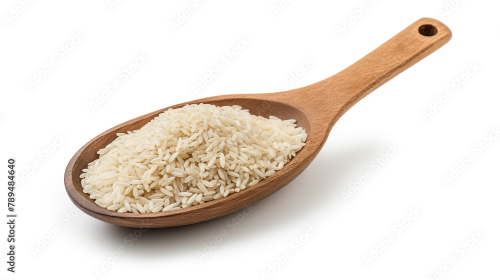 Isolated on a background of pure white, a scoop of rice Isolated on a background of pure white, a scoop of rice