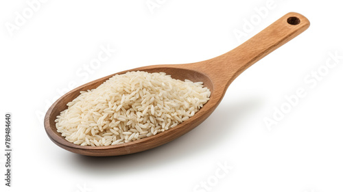 Isolated on a background of pure white, a scoop of rice
