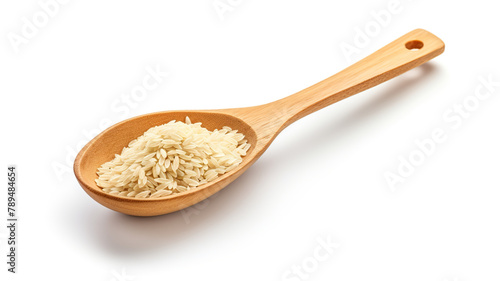 Isolated on a background of pure white, a scoop of rice