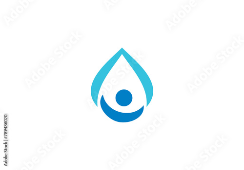 water drop logo design. yoga people abstract symbol icon vector