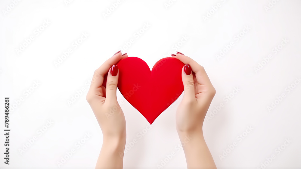 Valentine's Day indoors with hands isolating a heart symbol on a white background Valentine's Day indoors with hands isolating a heart symbol on a white background